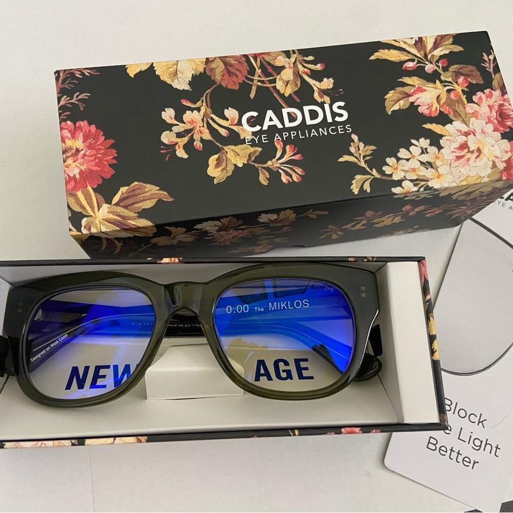 CADDIS Miklos Olive Green Blue Light Blocking Glasses